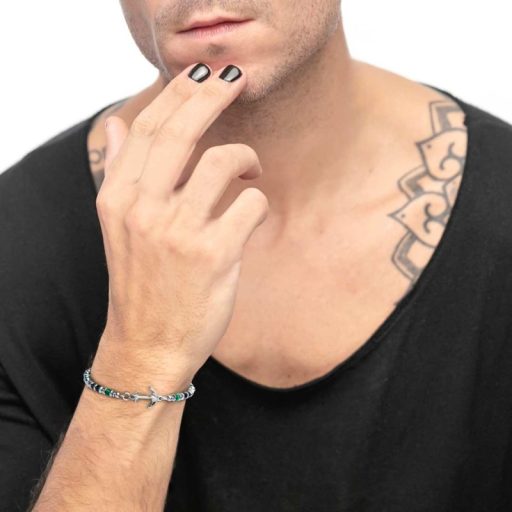 bracciale-con-ancora-elementi-in-malachite-ed-onice-nera (1)