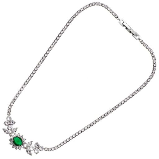 Collana rodiata con cubic zirconia